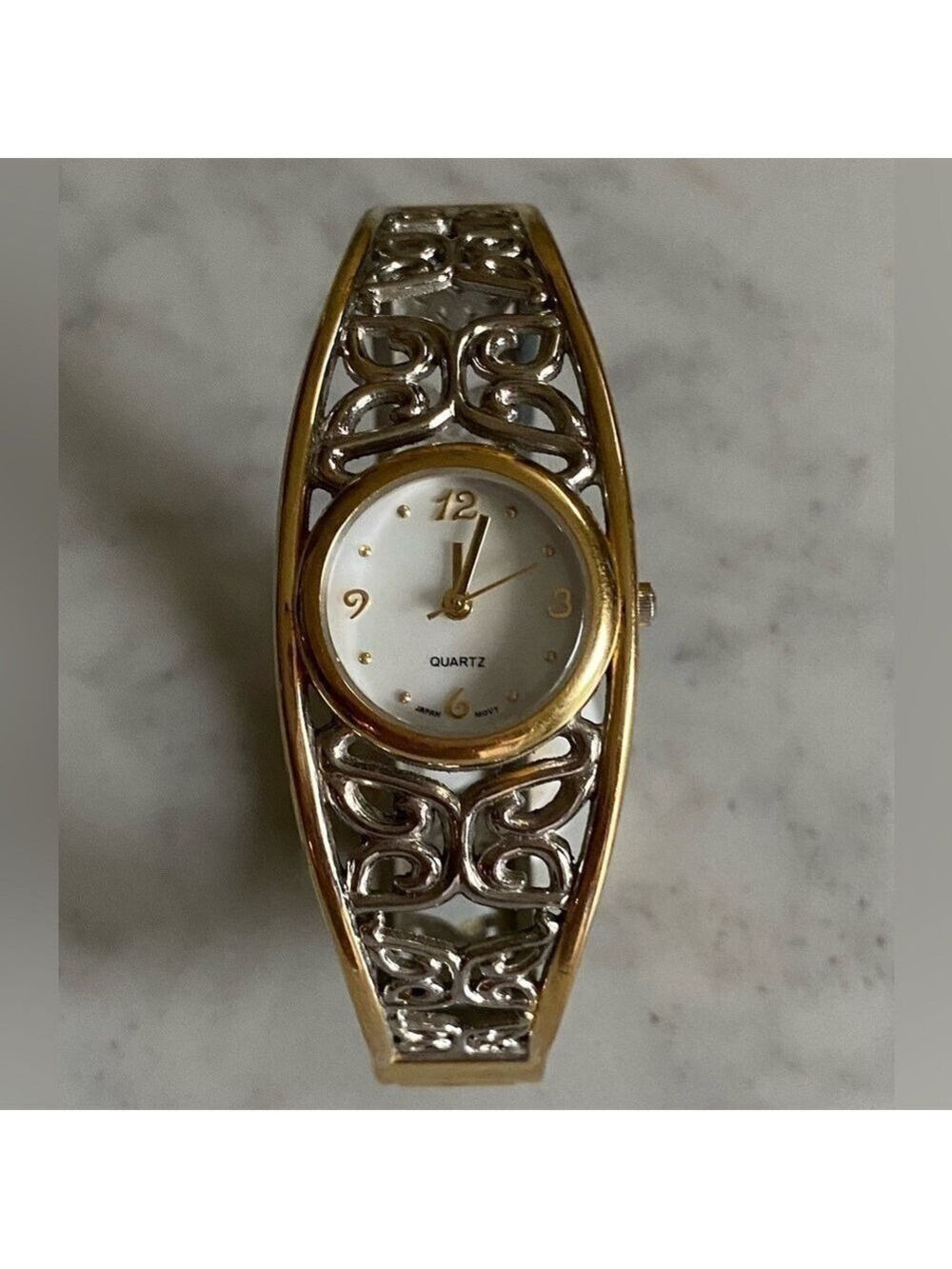 Avon Two-Toned Butterfly Filigree Bangle Watch